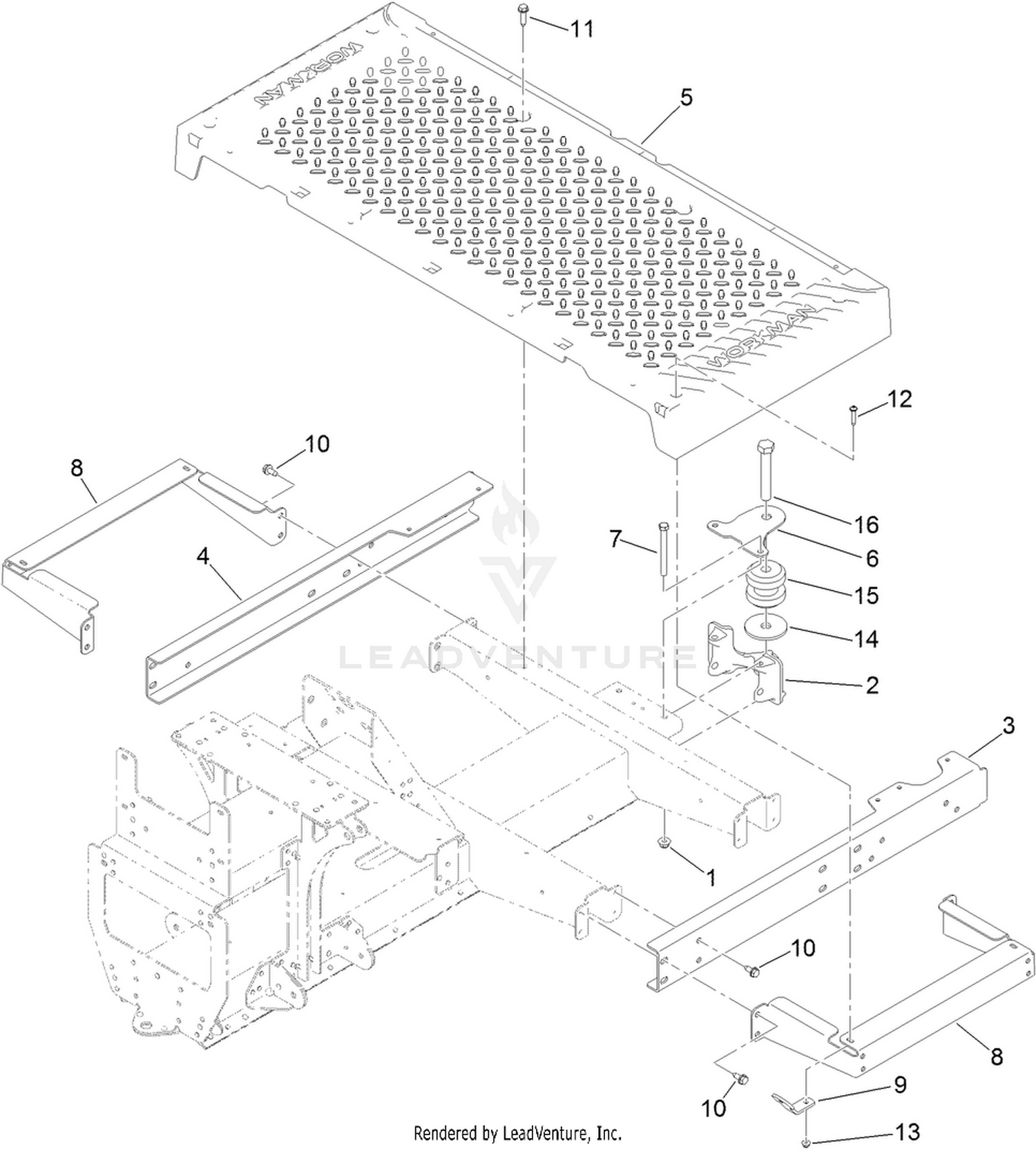 Floor Plate and Rear Suspension Mount Assembly