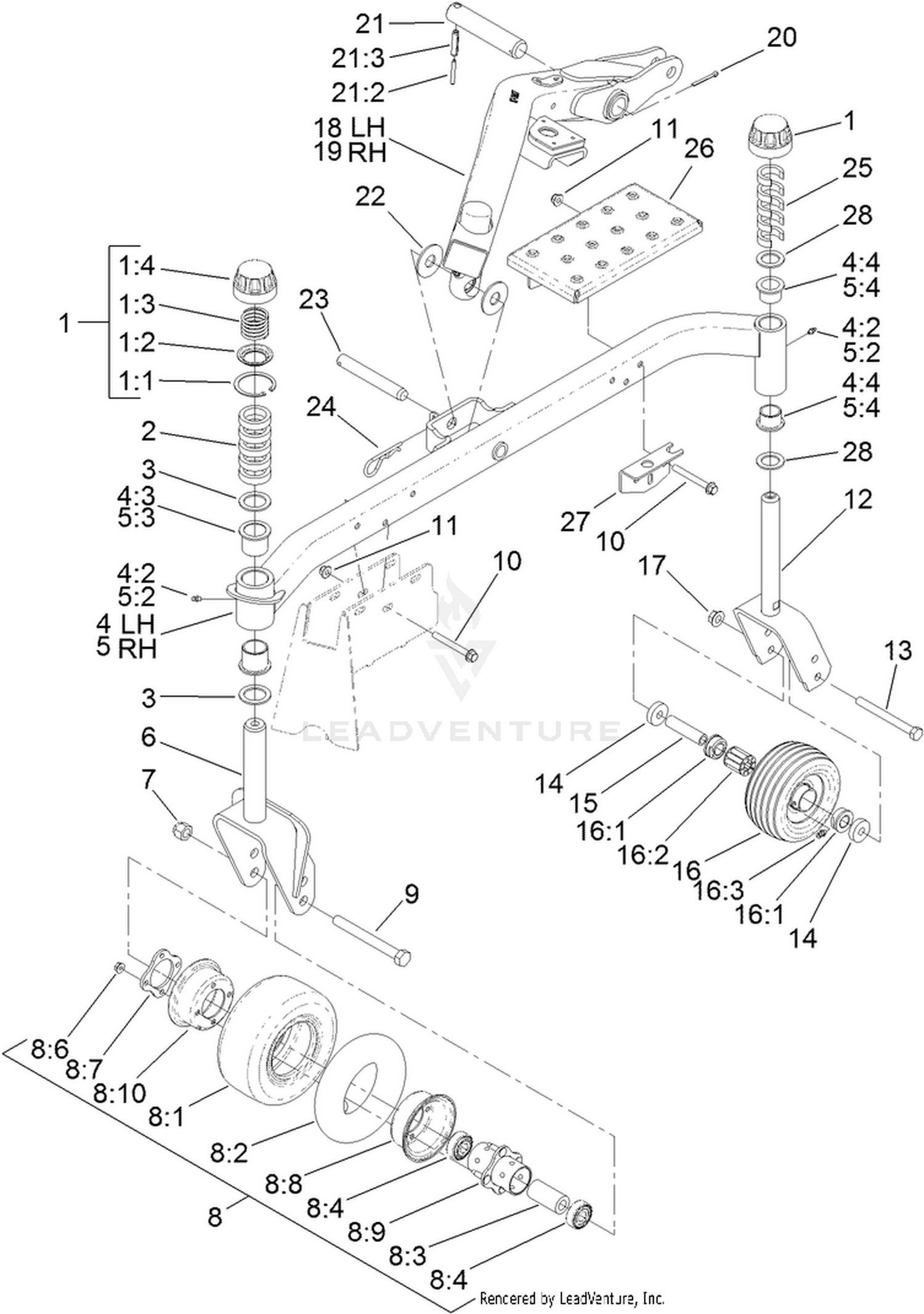 Caster and Lift Arm Assembly