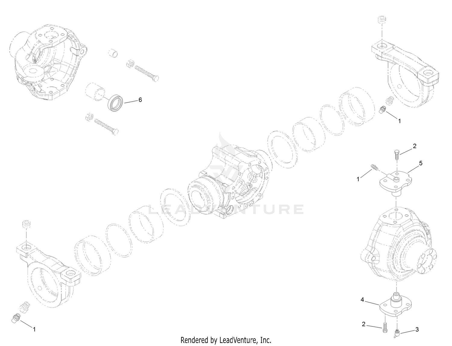 Front Axle  Swivel Housings and Trunnions Assembly