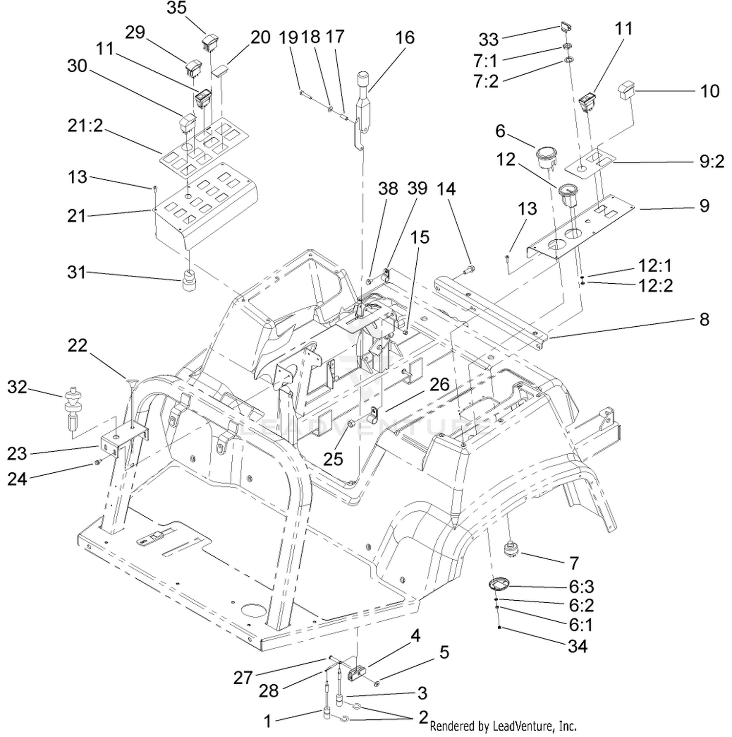 Parking Brake and Console Assembly