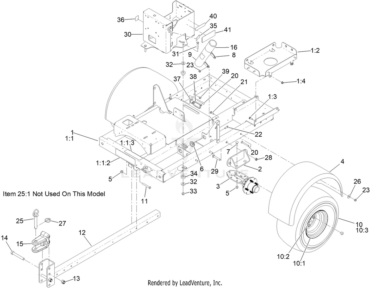 Frame, Wheel, Axle and Hitch Assembly