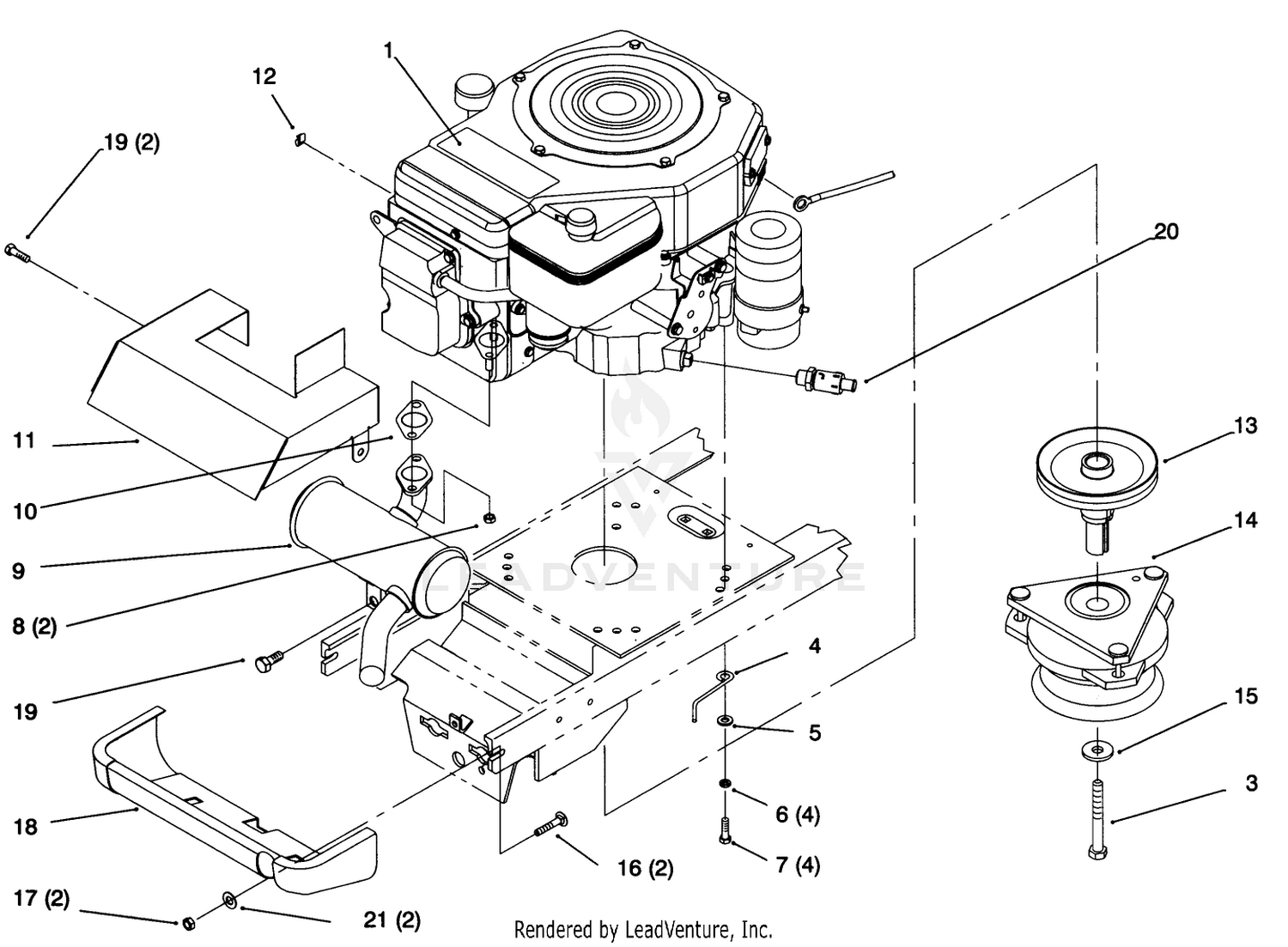 Single Cylinder Engine, Muffler, And P.t.o.