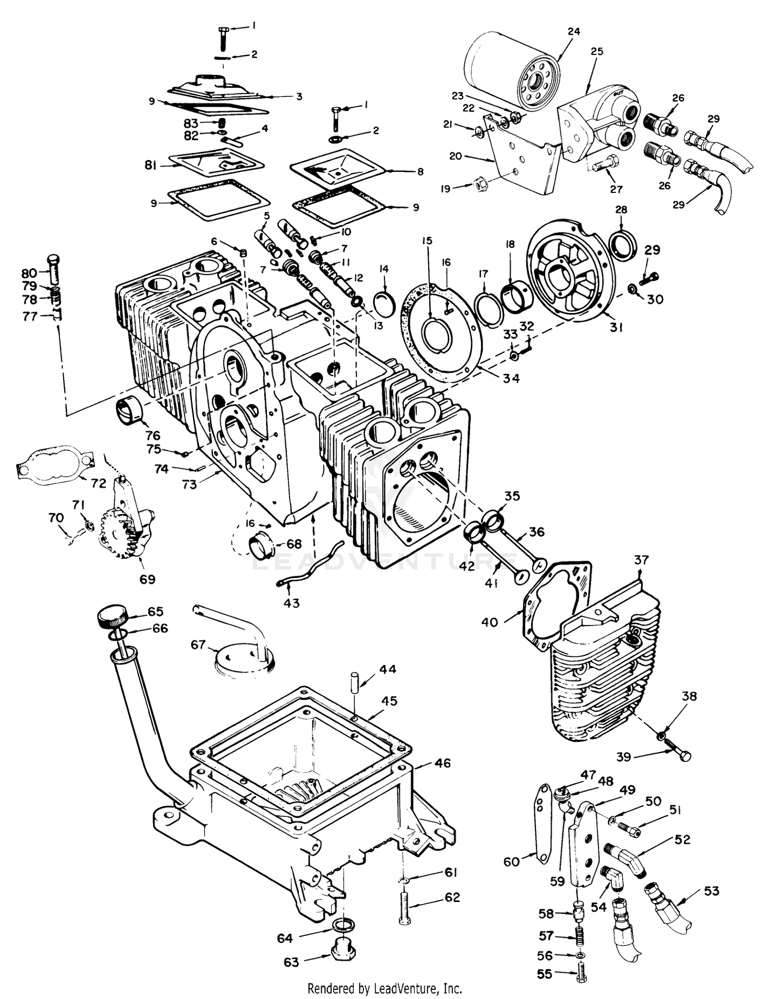 Engine, Onan Model No. B48g-Ga020 Type No. 4139f Cylinder Block And Oil System