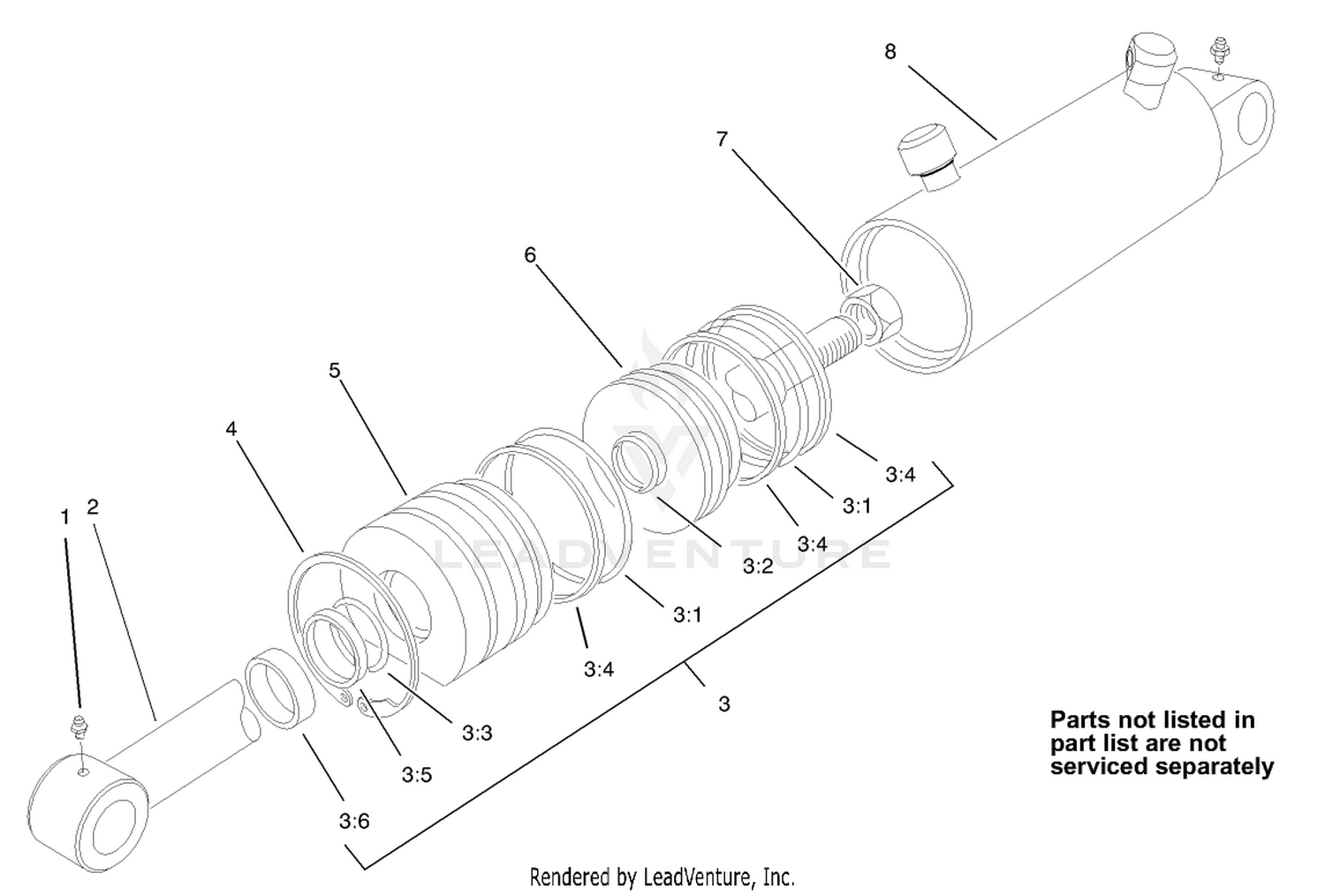 Hydraulic Cylinder Assembly No. 100-6586 (2-1/2in Bore)