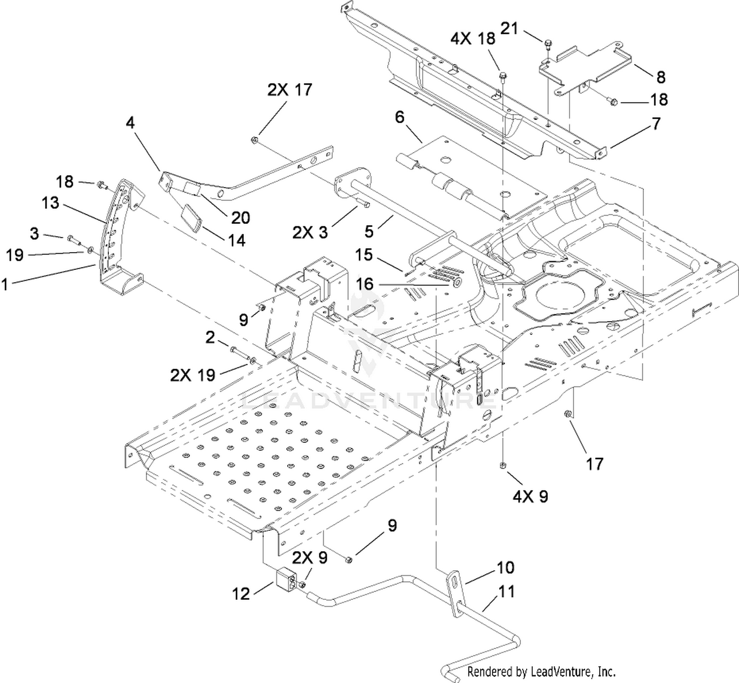 Deck Lift and Seat Support Assembly