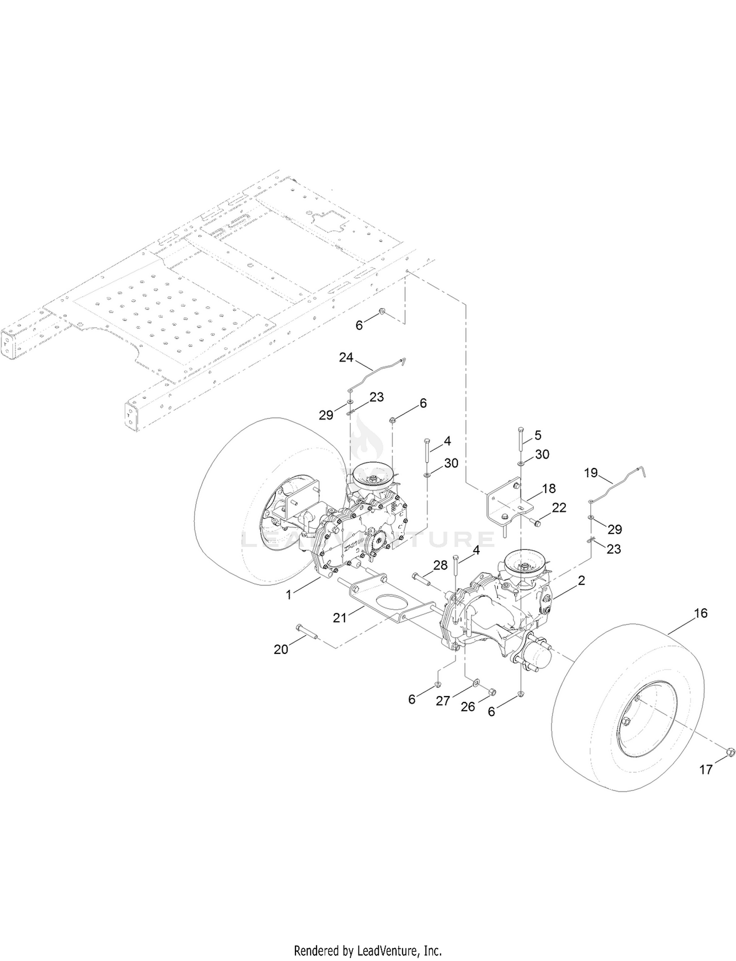 Hydro Transaxle Drive and Rear Wheel Assembly