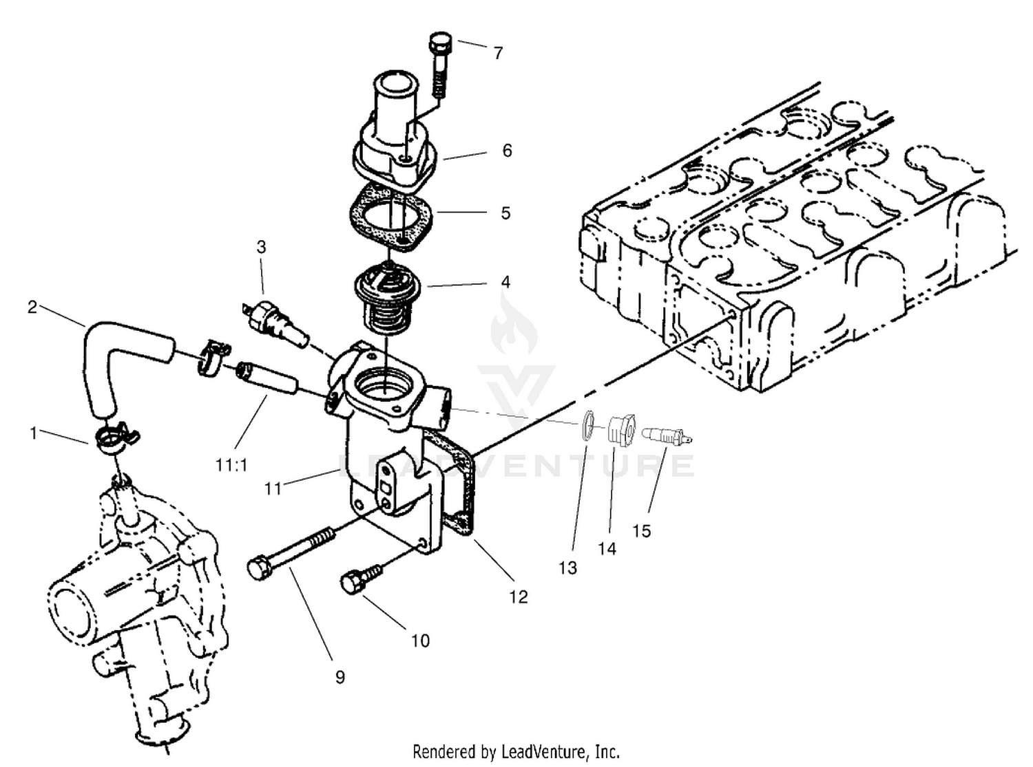 Water Flange and Thermostat Assembly