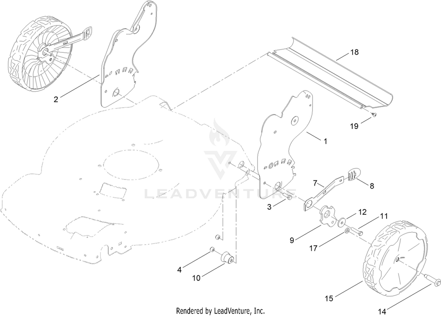 Rear Wheel and Height-of-Cut Assembly
