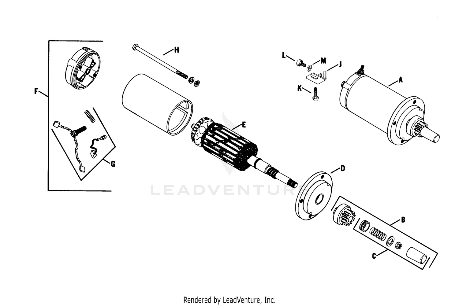 Electric Starter Assembly Engine Kohler Model No. K582qs 1ype No. Ps-36315
