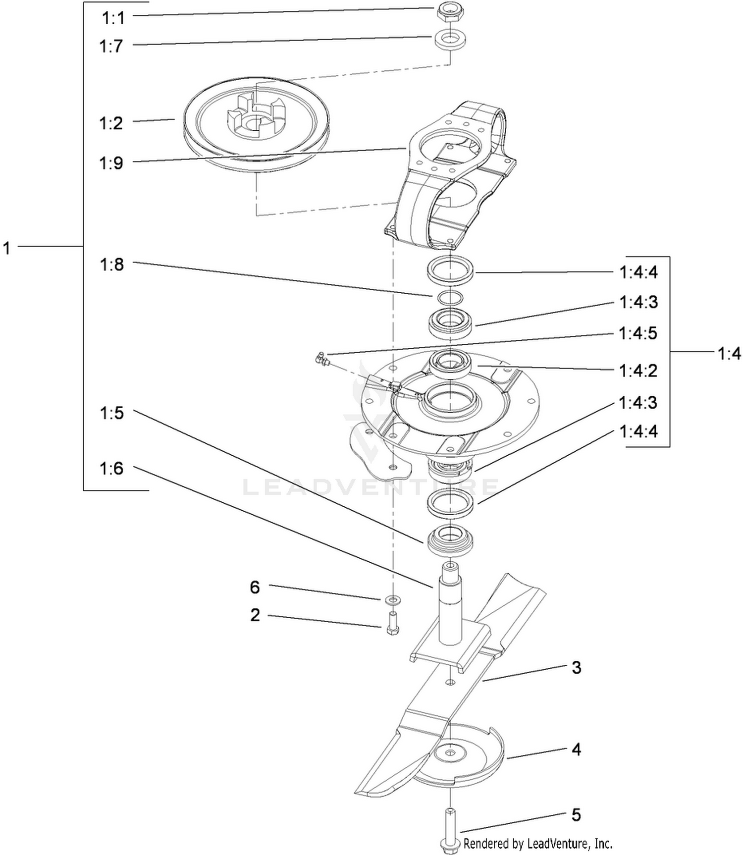 Right and Left Hand Deck Spindle Installation Assembly