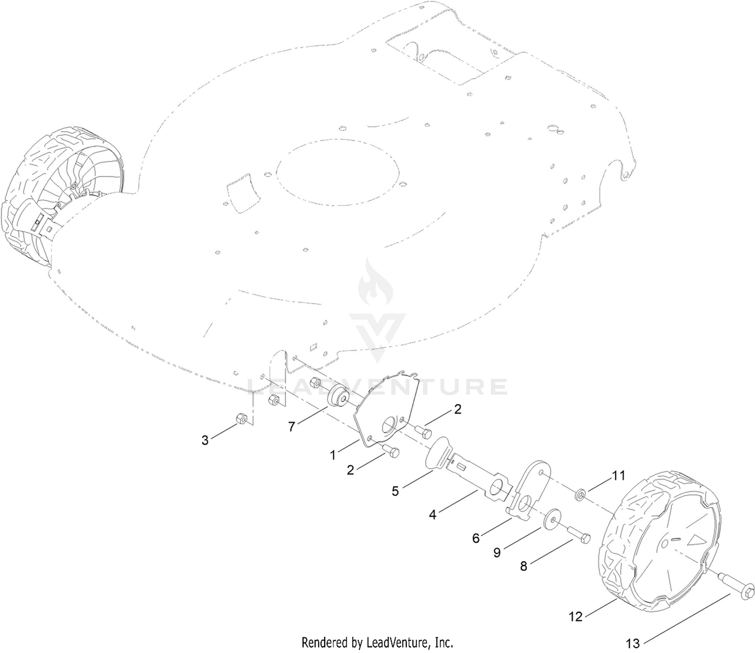 Front Wheel and Height-of-Cut Assembly