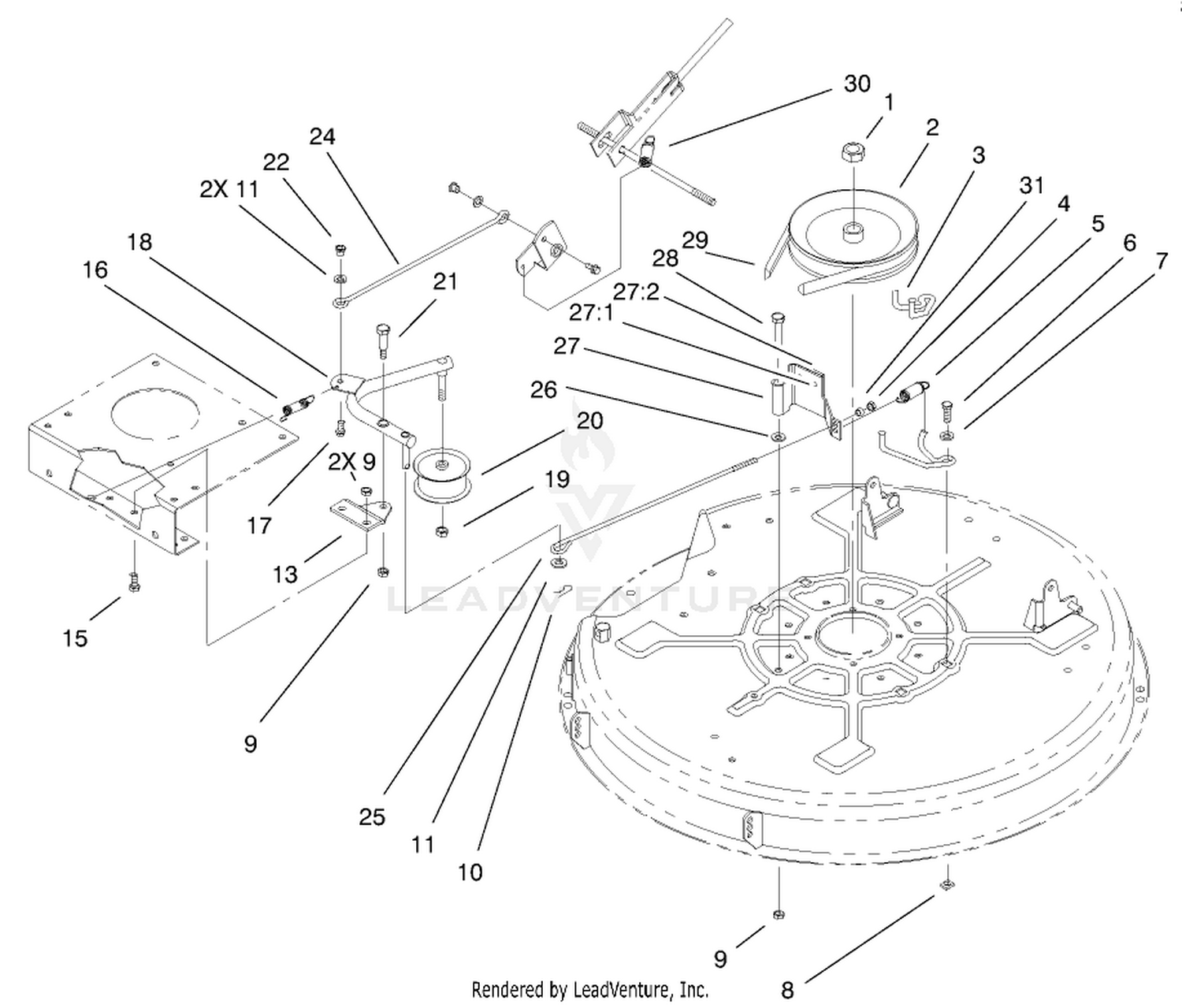 Deck Blade Drive And Braking Assembly