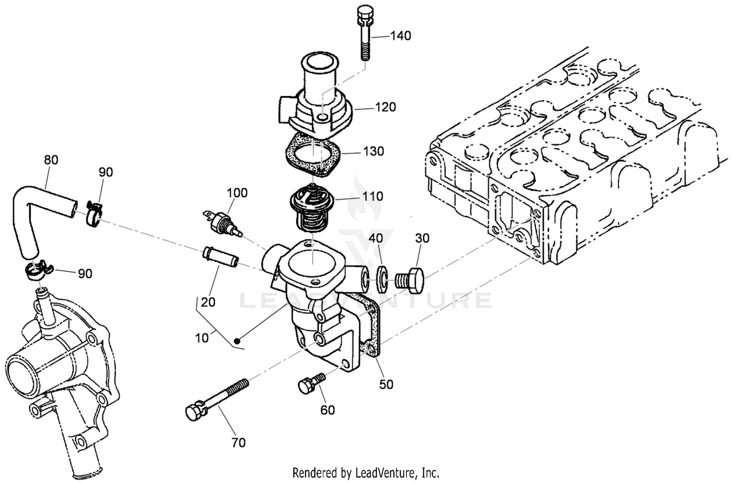 Water Flange and Thermostat Assembly