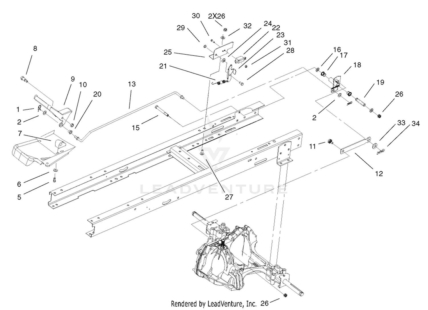 Hydro Transaxle Control and  No Mow In Reverse Assembly