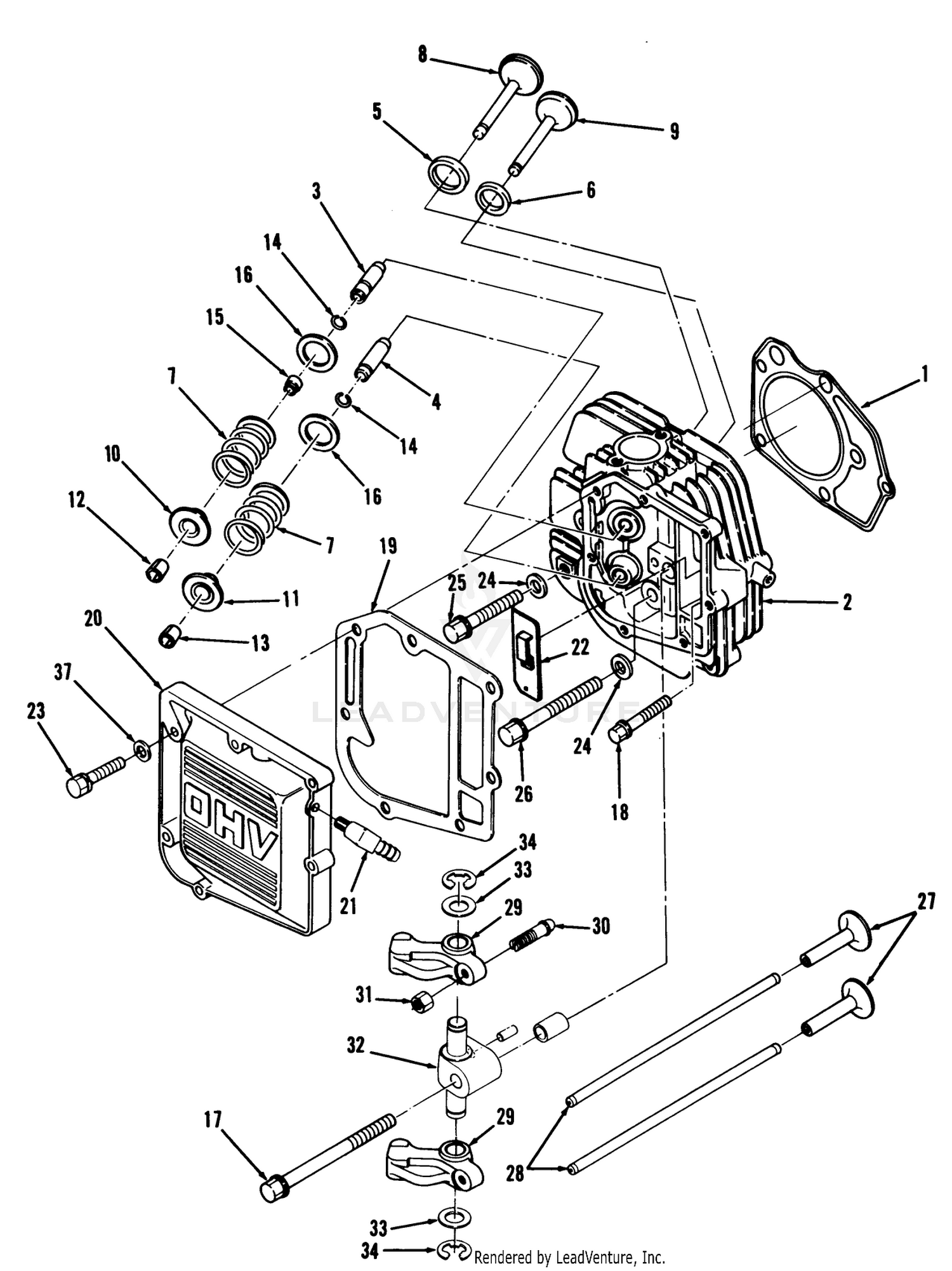 12.5hp Engine Cylinder Head  Valves Assembly