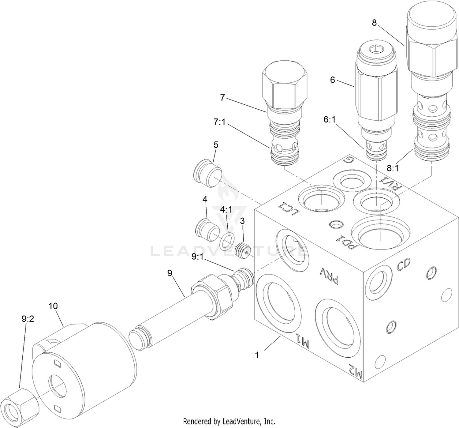 Center and Right Power-Take-Off  Manifold Assembly No. 121-1537