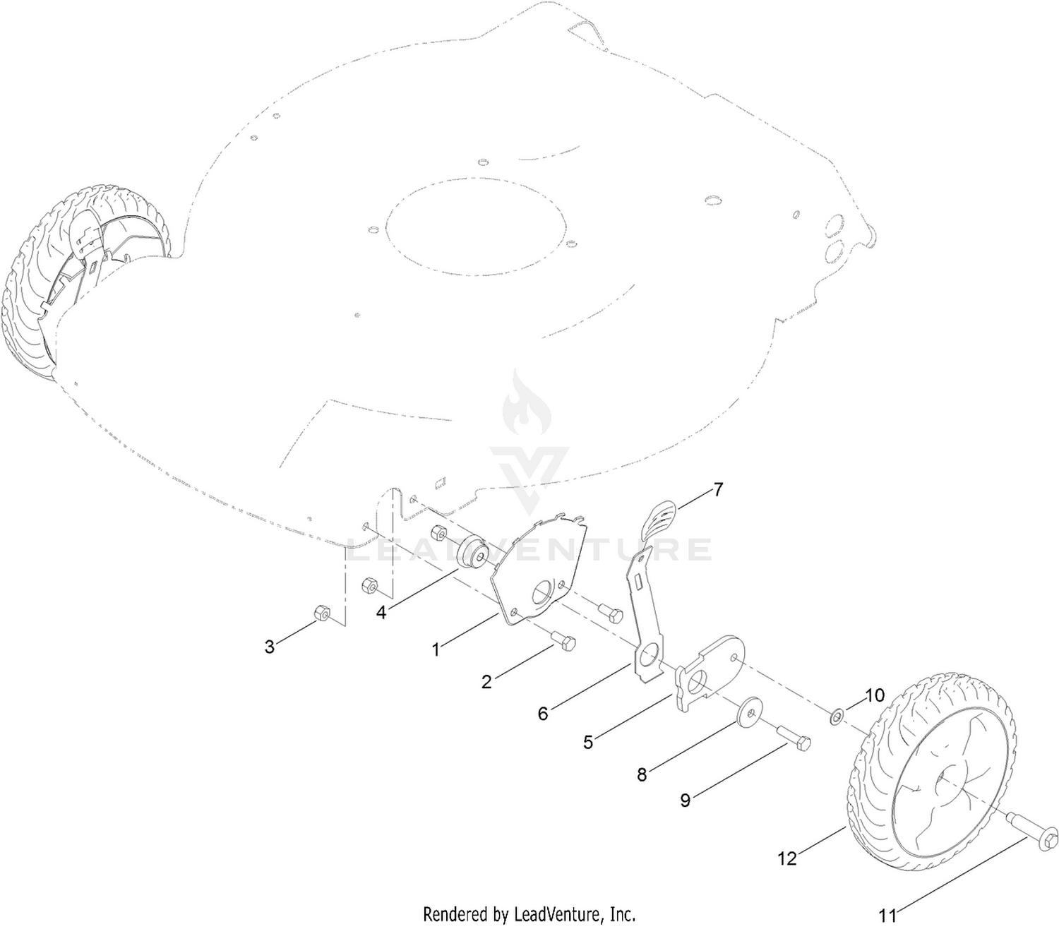 Front Wheel and Height-of-Cut Assembly
