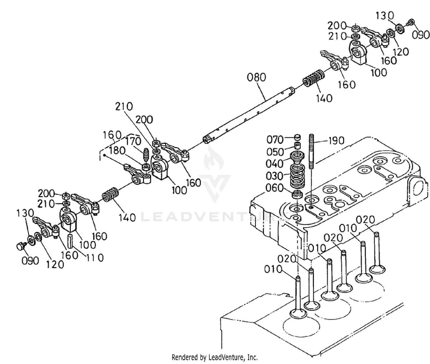Valve And Rocker Arm Assembly Engine Assembly No. 104-3448