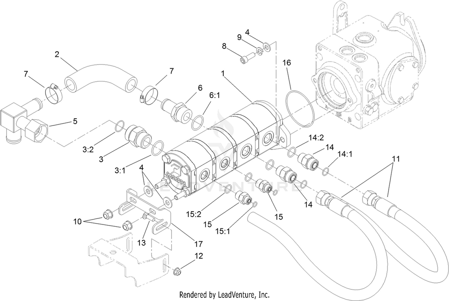 Gear Pump Hydraulic Plumbing Assembly
