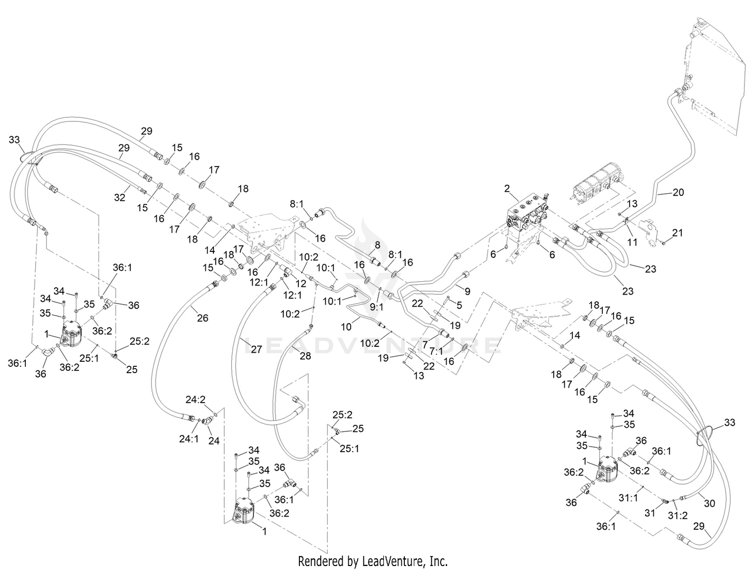 Deck No. 1, 4 and 5 Hydraulic Circuit Assembly