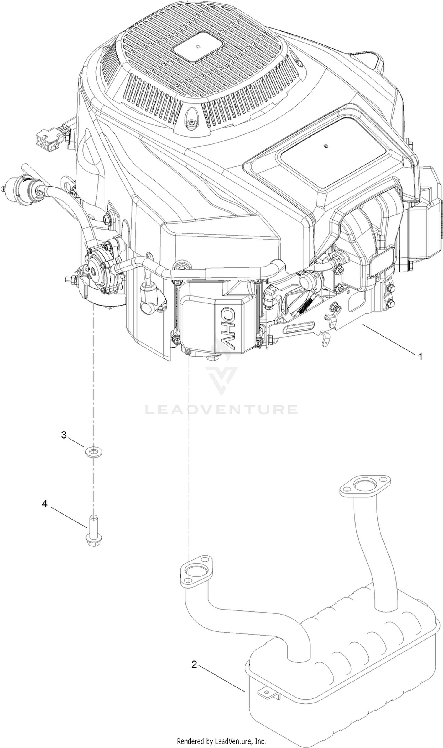 Engine and Muffler Assembly