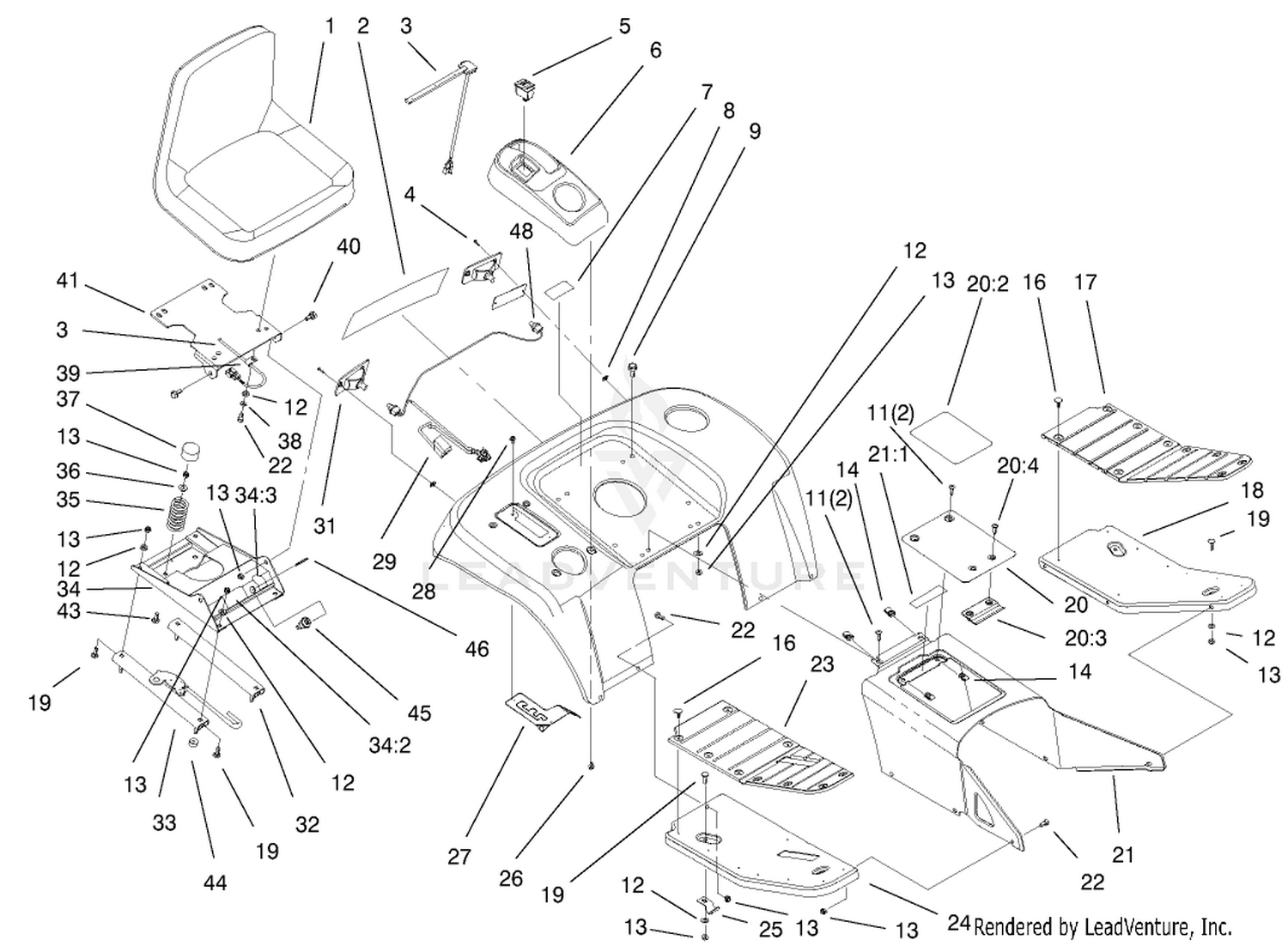 Fender, Footrest,  Seat Assembly