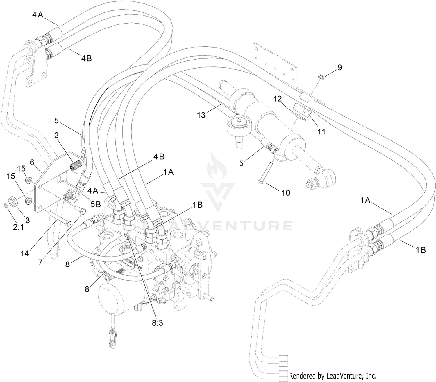 2 Wheel Drive Hydraulic Hose Assembly