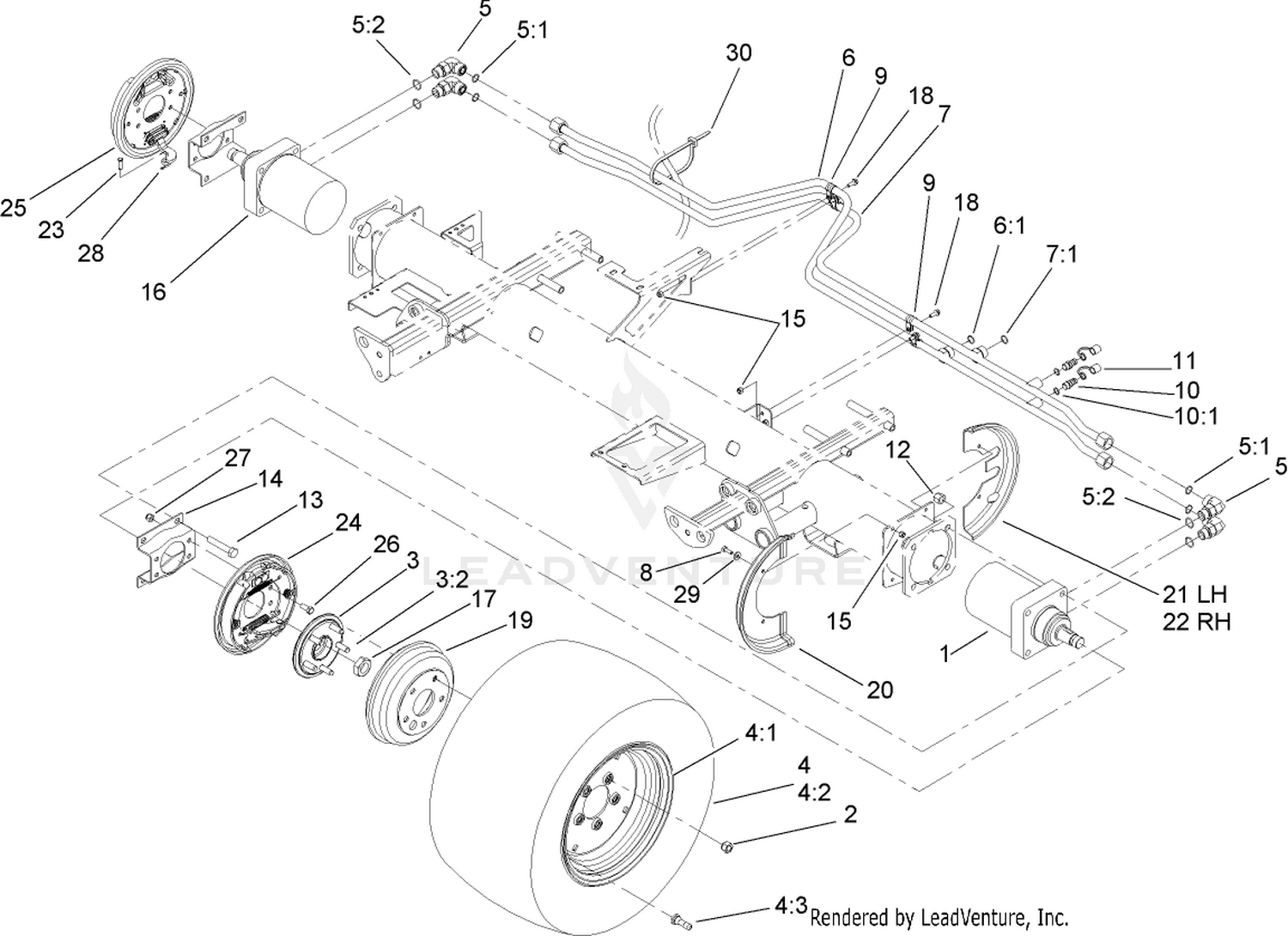 Front Wheel, Brake and Hydaulic Motor Assembly