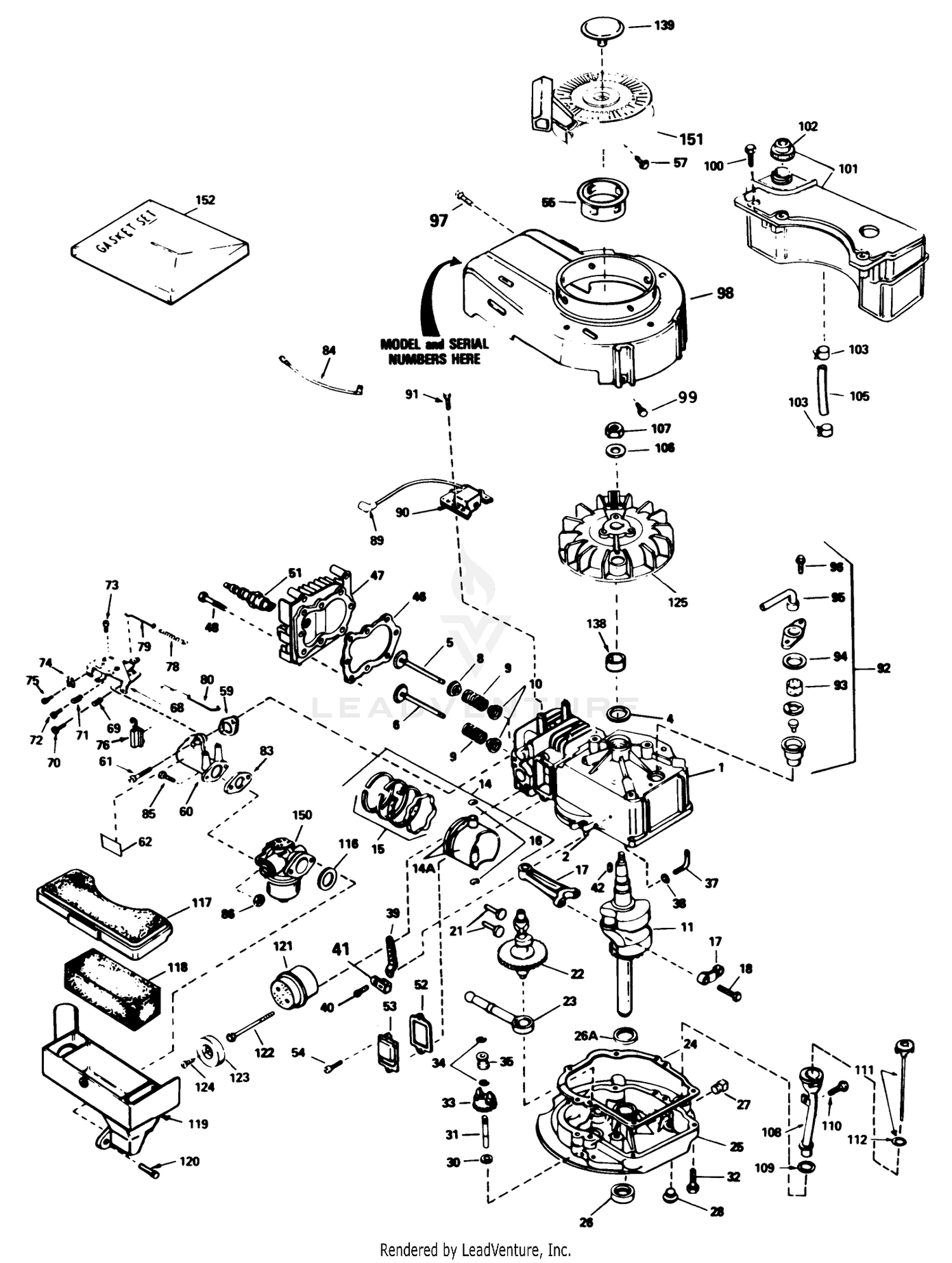 Engine Tecumseh Model No. Tvs100-44014a