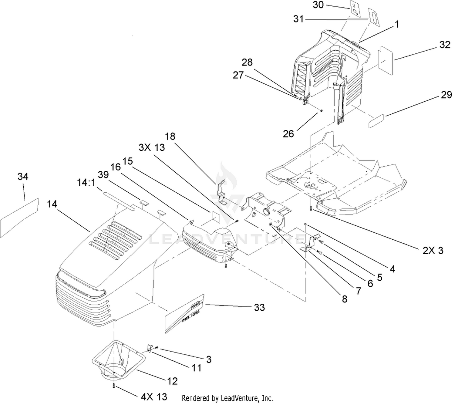Hood and Tower Assembly