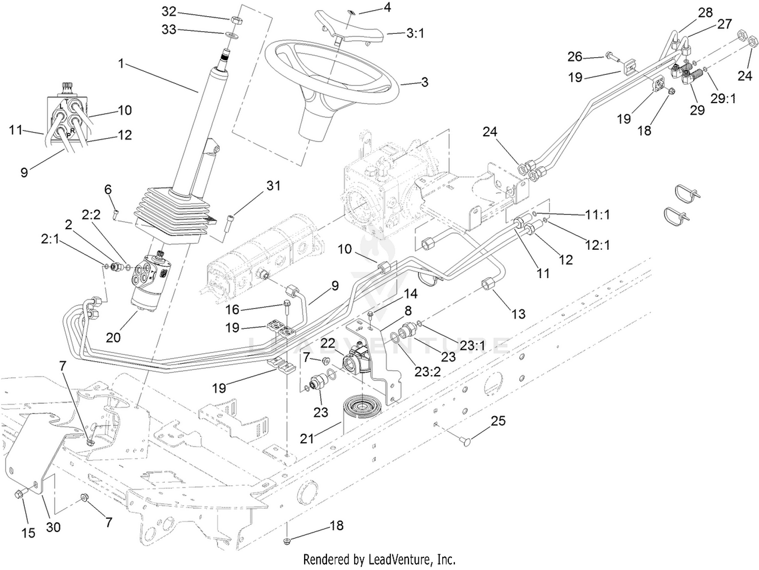Steering Valve Hydraulic Plumbing Assembly
