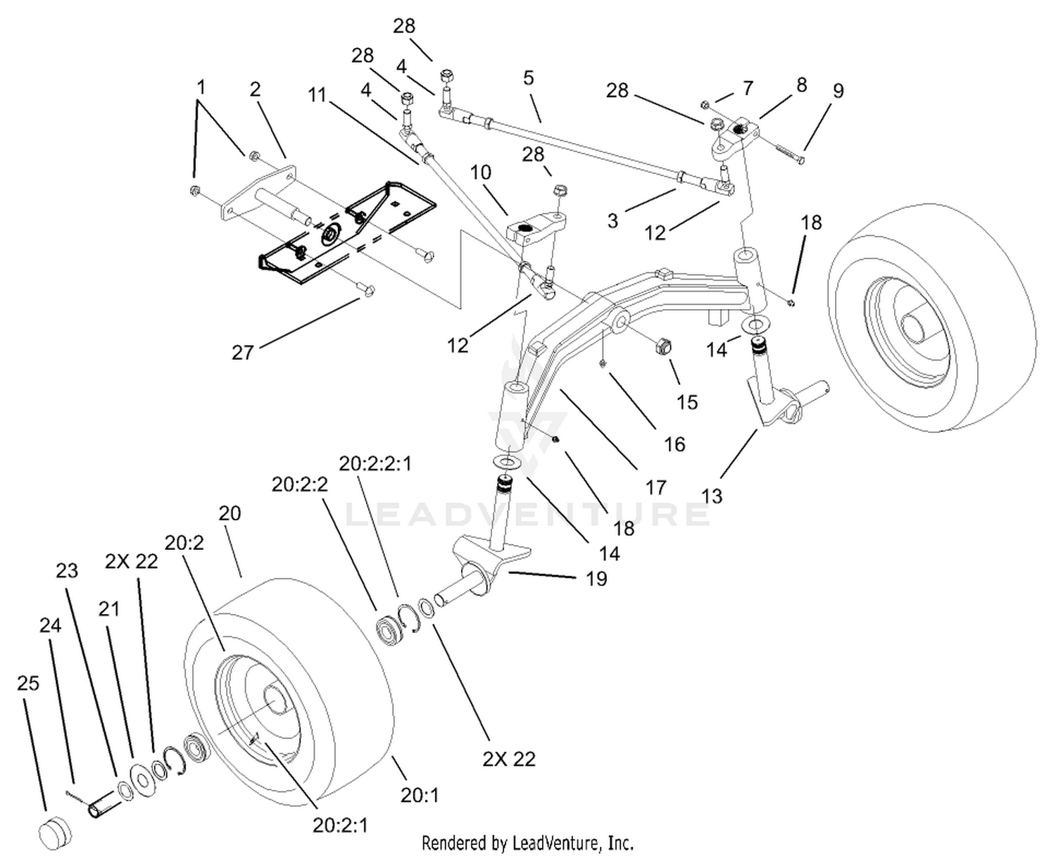 Tie Rod, Spindle and Front Axle Assembly