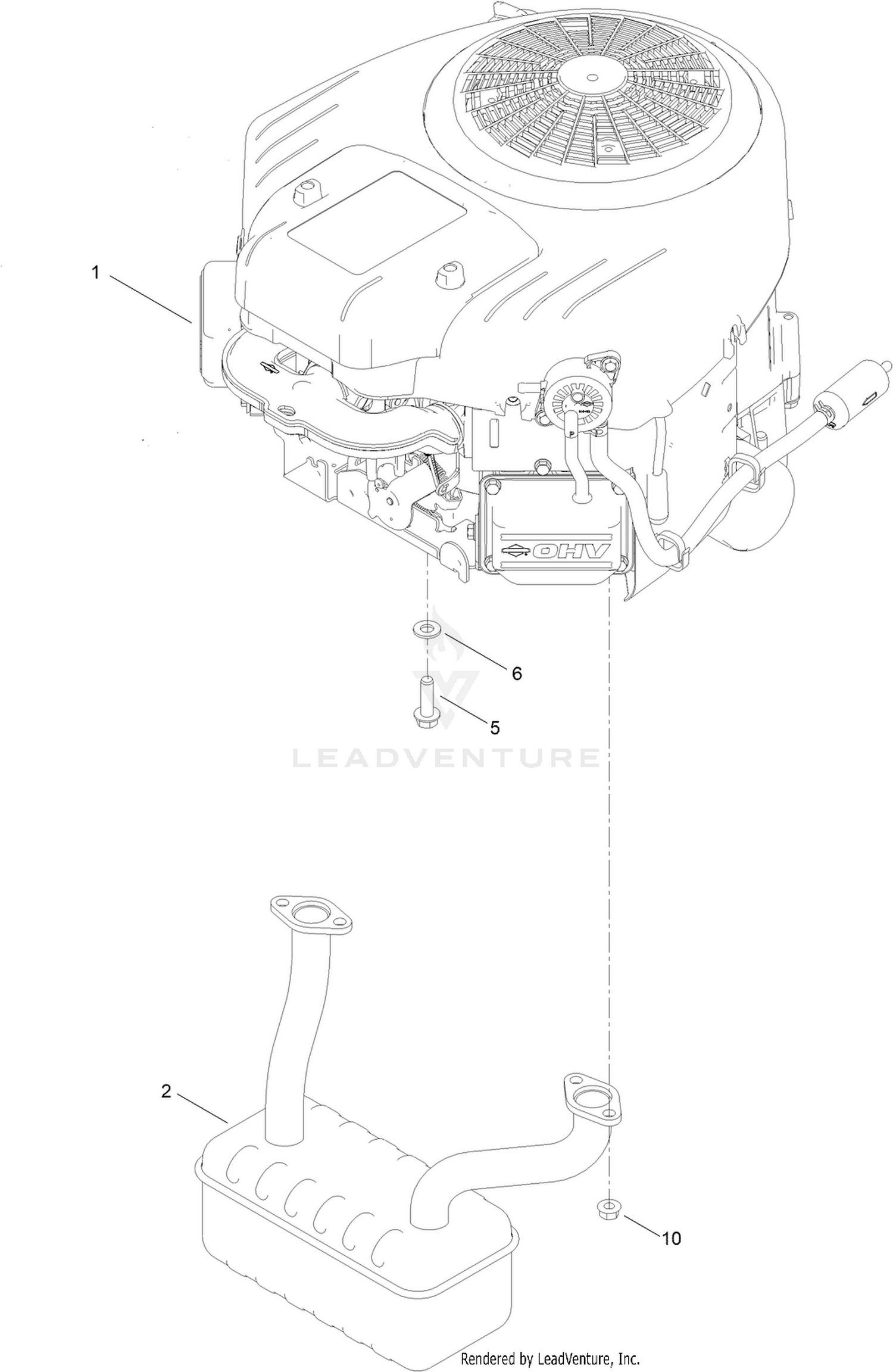 Engine and Muffler Assembly