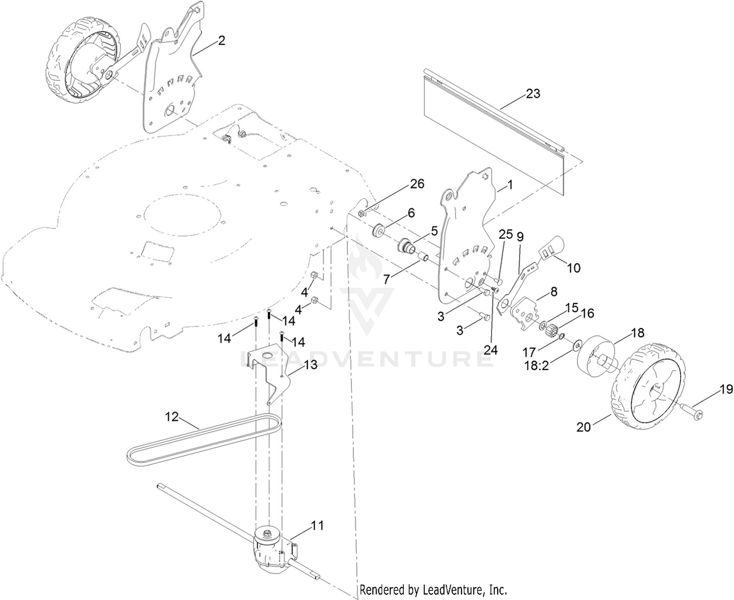 Rear Wheel and Height-ofCut Assembly