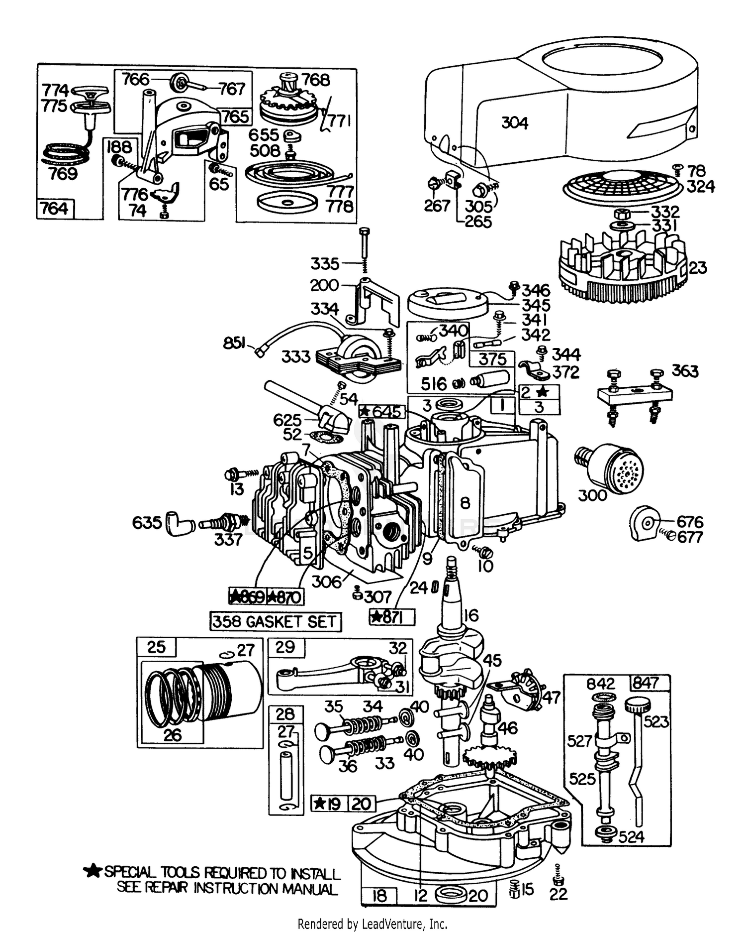 Engine Briggs  Stratton Model No. 110908-0380-03