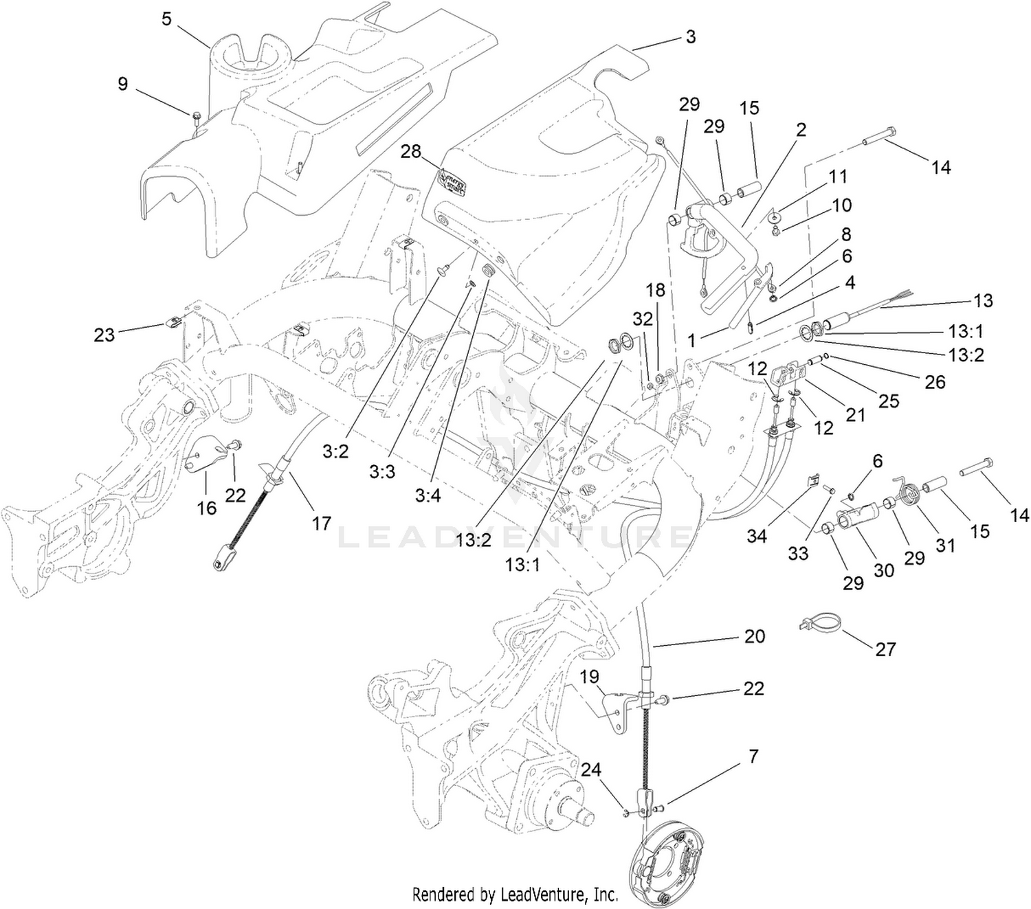 Brake Cable and Lever Assembly