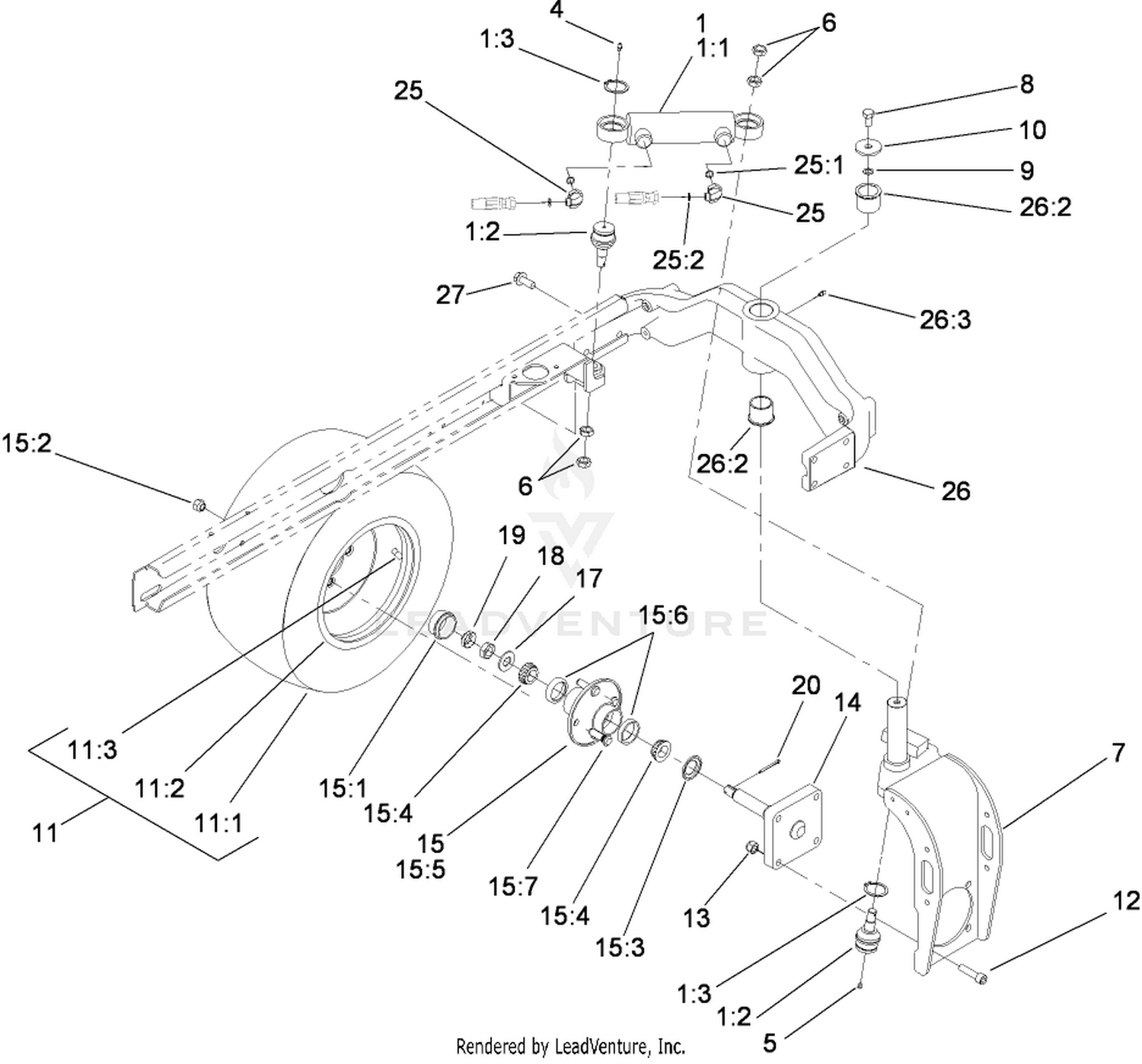 Rear Fork and Tire Assembly