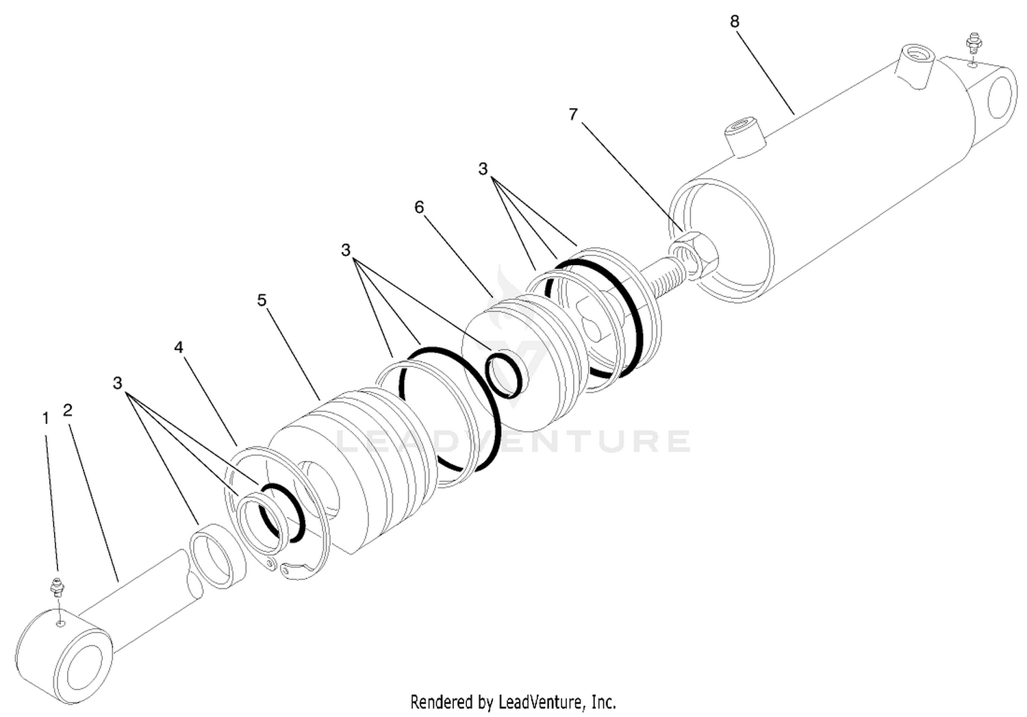 Hydraulic Lift Cylinder Assembly No. 66-1250 (3" Bore)