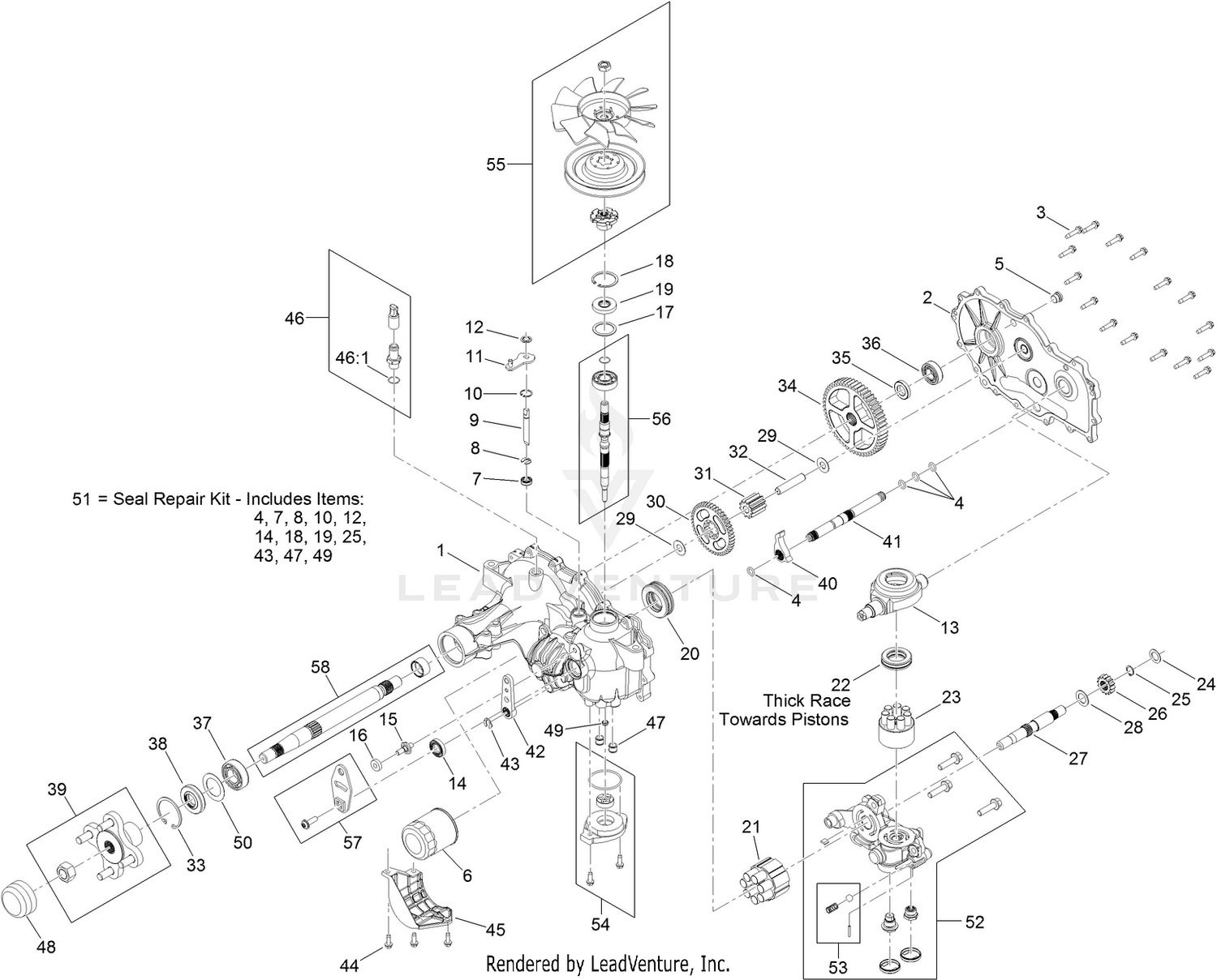 RH Hydro Transmission Assembly No. 127-3382