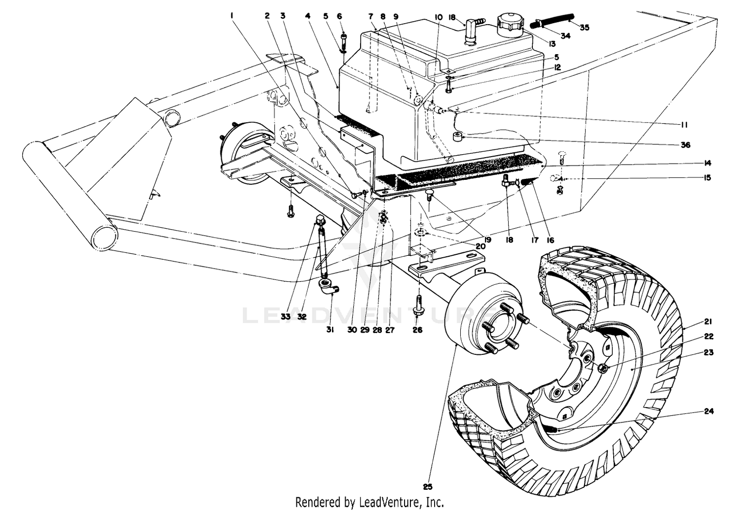 Front Axle And Gas Tank Assembly
