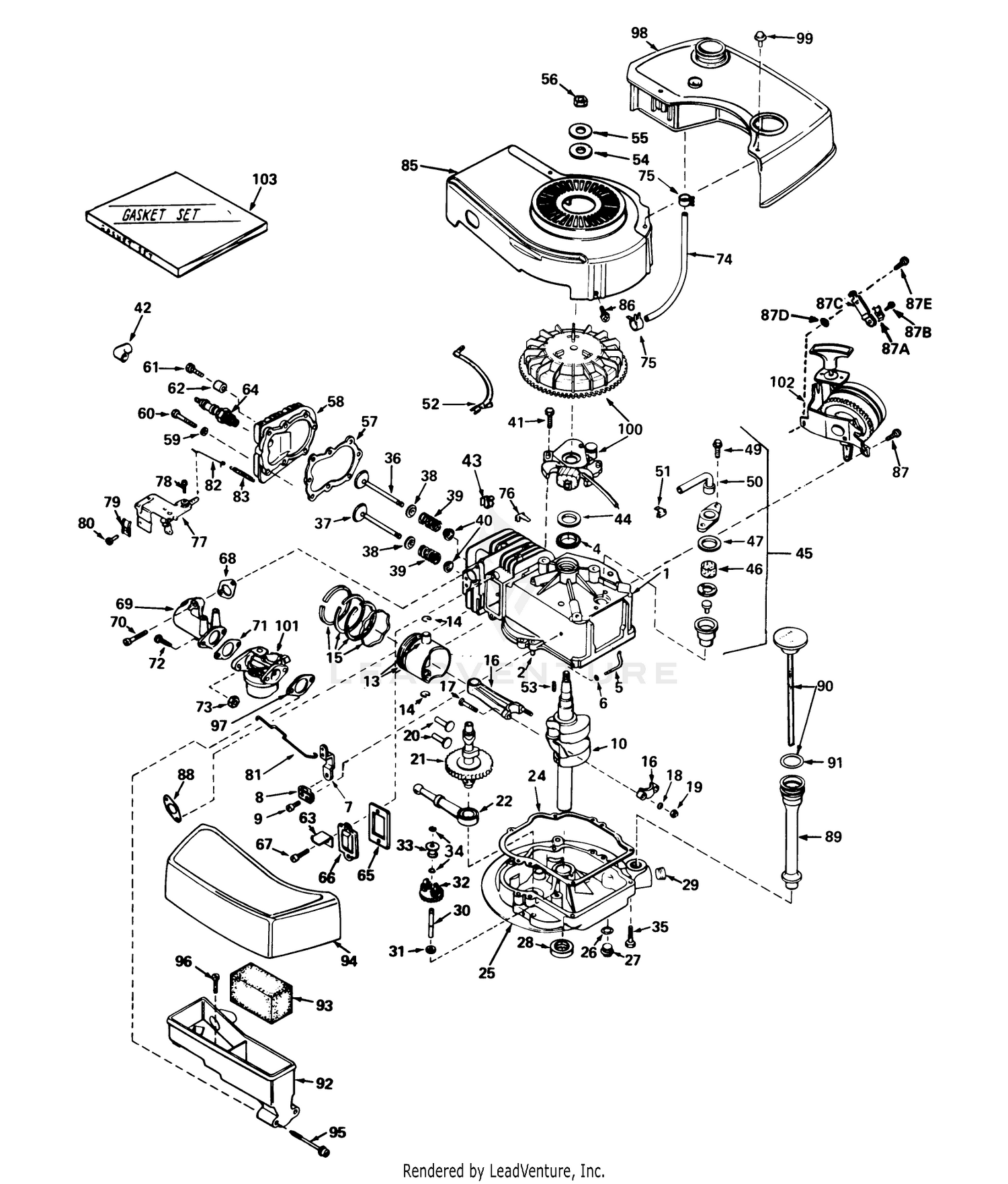 Engine Tecumseh Model No. Tnt 100-10055a (mower Model No. 21647)