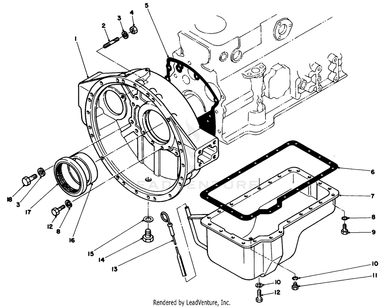 Flywheel Housing  Oil Pan Assembly