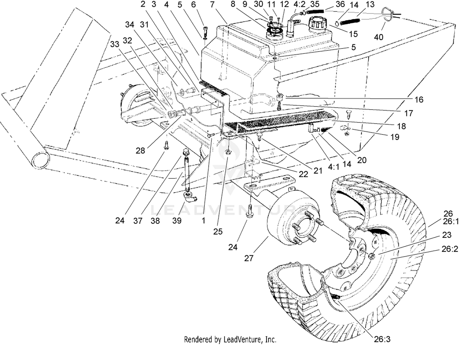 Fuel Tank and Front Axle Assembly