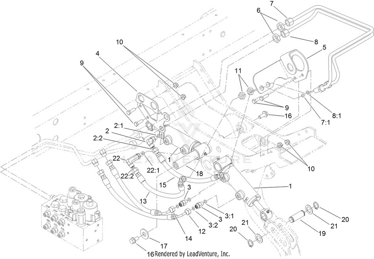 Rear Lift Cylinder and Plumbing Assembly