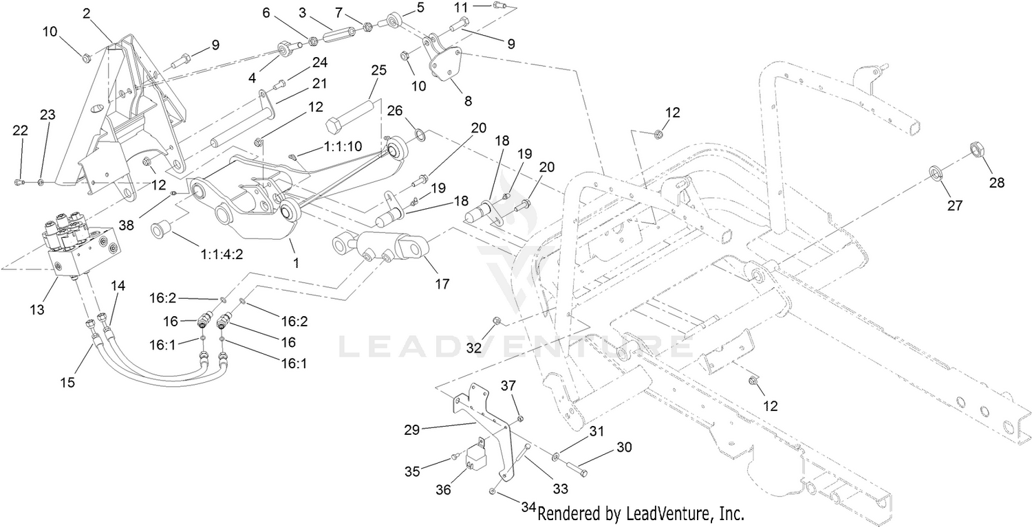 Cylinder Support, Lift-Arm and Adapter Assembly