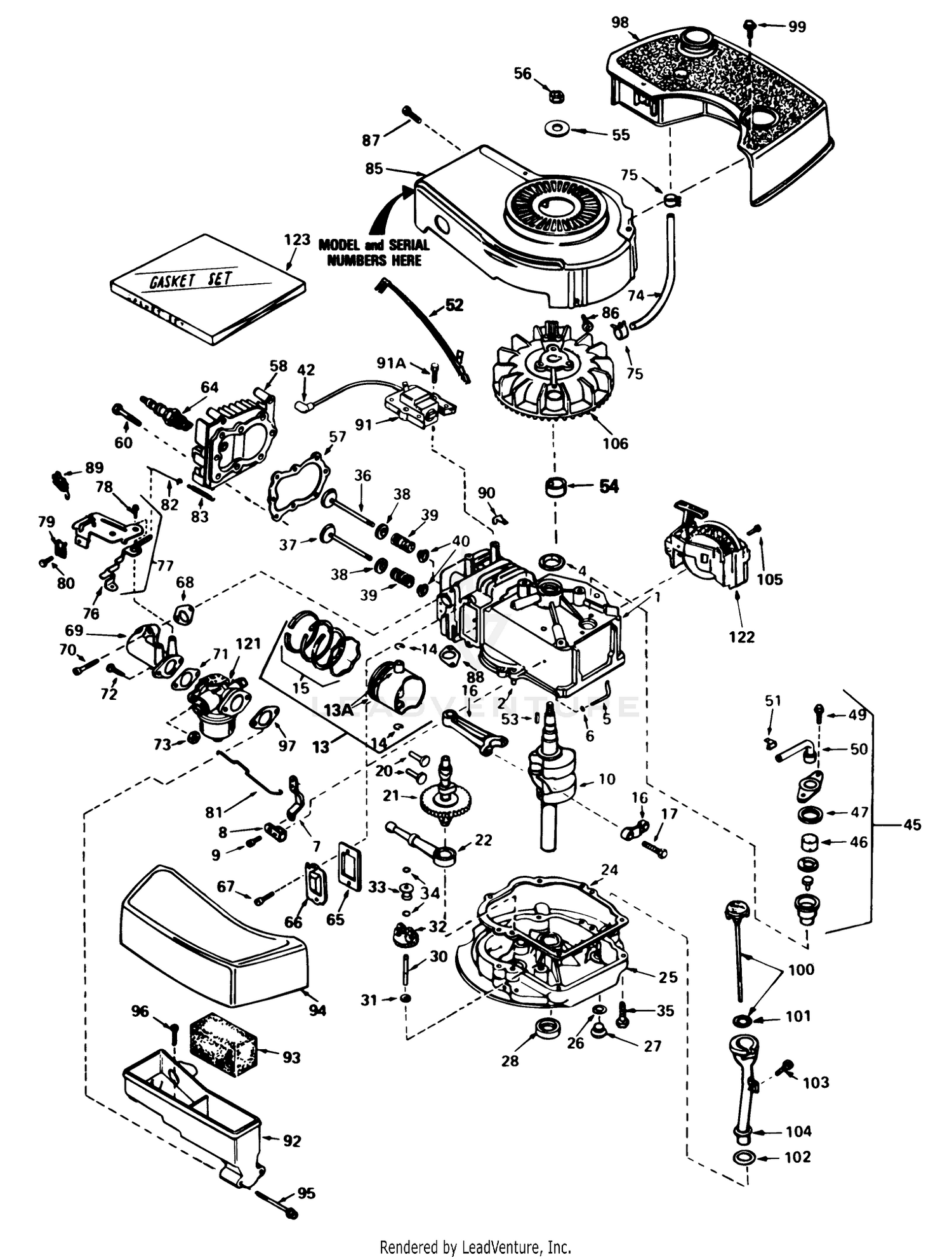 Engine Tecumseh Model No. Tnt 100-10086e