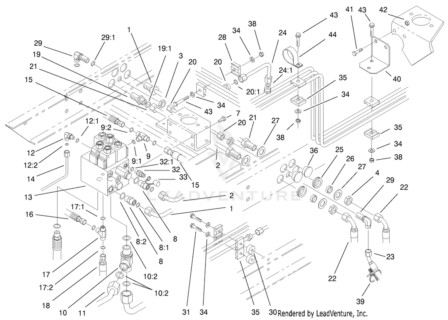 Rear Hydraulic Control Block And Tube Assembly