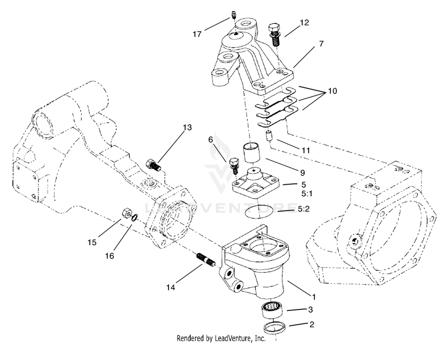 Rear Axle Assembly No. 95-7501 (Continued)  Bevel Gear Case Assembly
