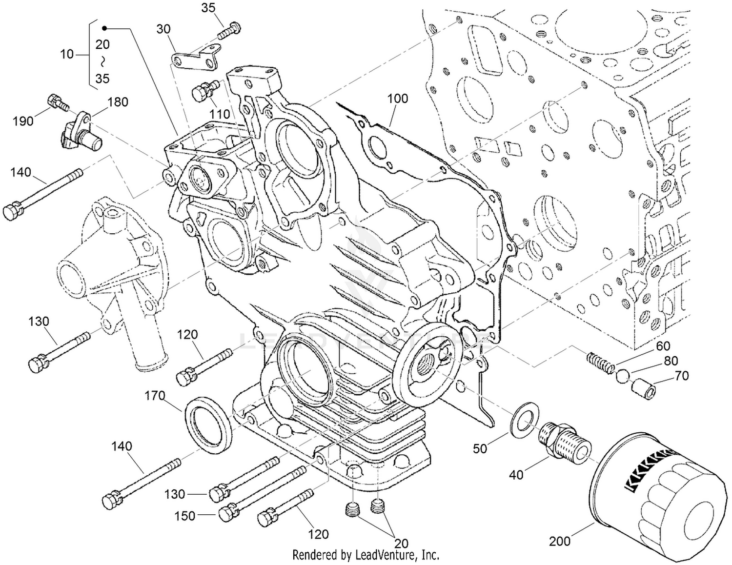 Gear Case and Oil Filter Cartridge Assembly