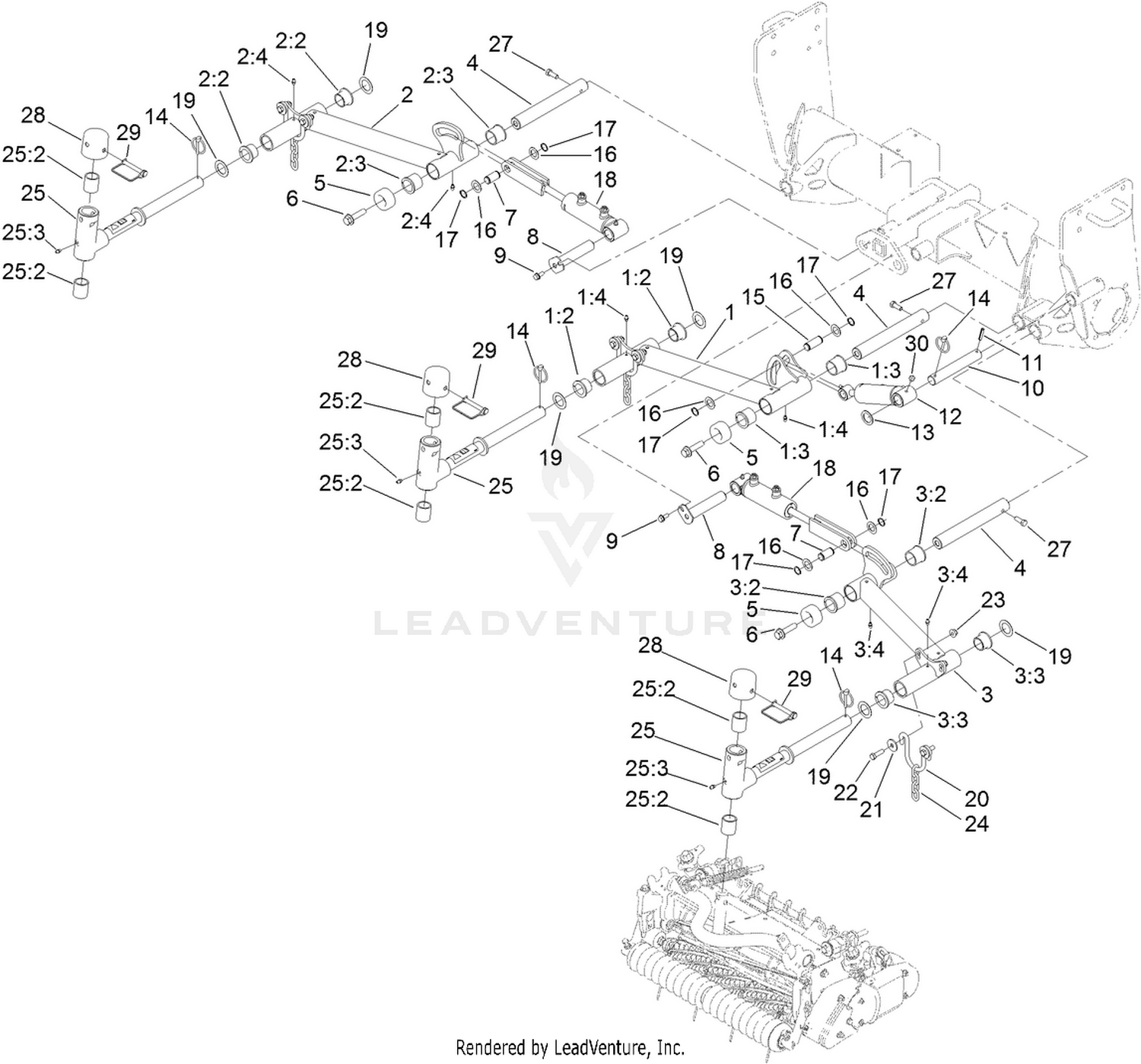 No. 1, No. 4 and No. 5 Lift Arm Assembly